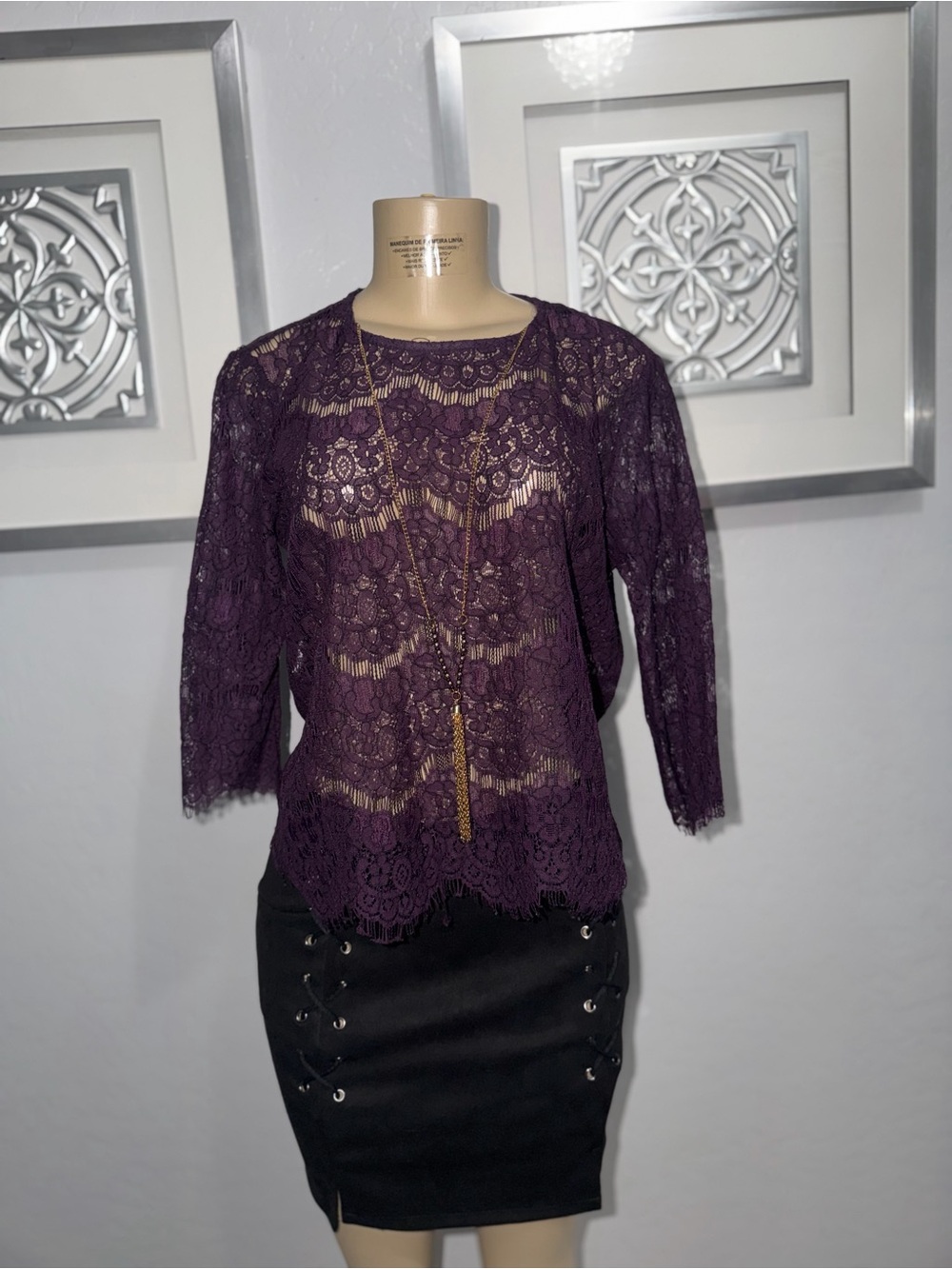 Forever 21 Deep Plum Lace Overlay Blouse